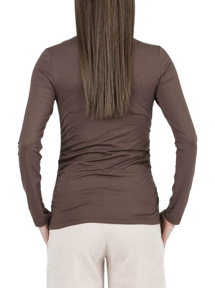 Attesa Lara Turtleneck Long Sleeve Maternity Top, Brown - view 2, Brown