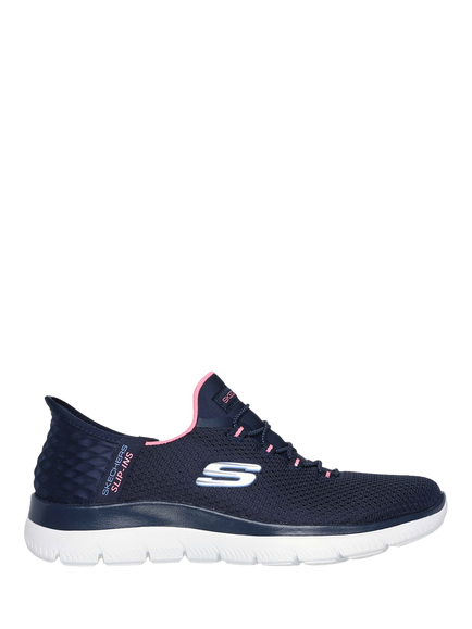 Skechers Hands Free Slip-ins Summits Diamond Dream Trainers, Navy/Pink, Navy/Pink