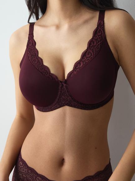 Triumph Wired Minimiser Bra, Claret, Claret