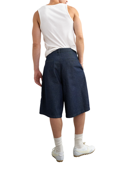 Topman Pleated Denim Shorts, Raw - view 2, Raw