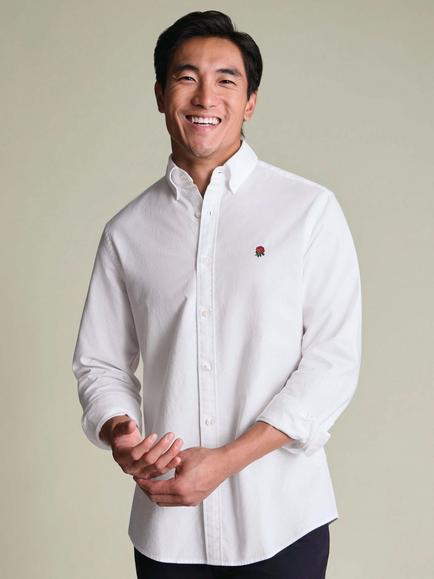 Charles Tyrwhitt RFU Slim Fit Button Down Cotton Oxford Shirt, White, White