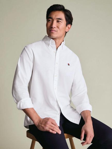 Charles Tyrwhitt RFU Slim Fit Button Down Cotton Oxford Shirt, White - view 2, White
