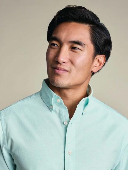 Charles Tyrwhitt Cotton Oxford Shirt, Aqua Green - view 2, Aqua Green