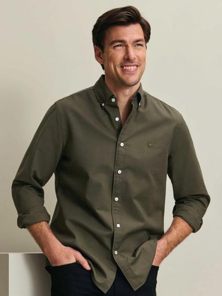 Charles Tyrwhitt Slim Fit Button Down Cotton Oxford Shirt, Olive Green - view 2, Olive Green