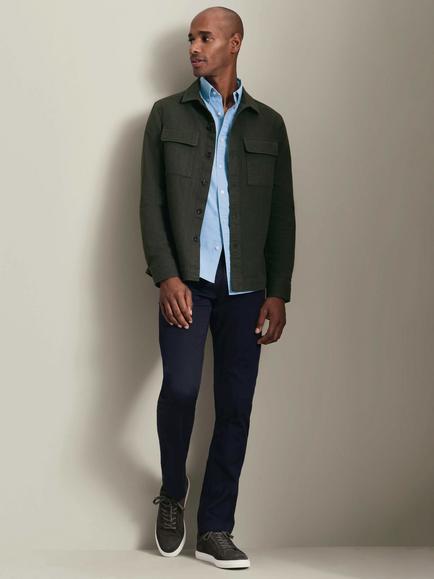 Charles Tyrwhitt Herringbone Cotton Linen Blend Overshirt - view 2, Khaki