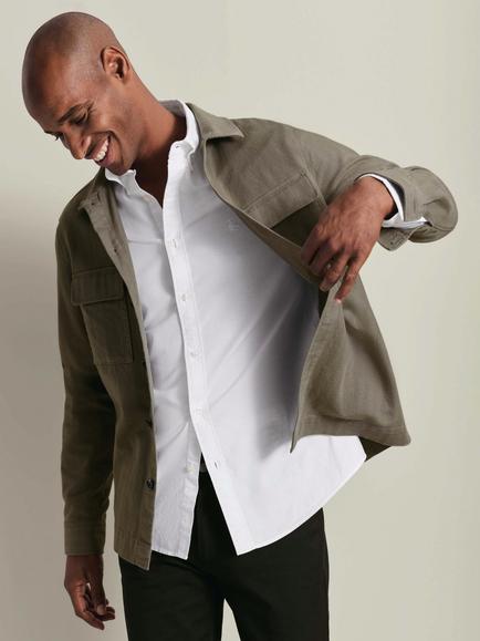 Charles Tyrwhitt Herringbone Cotton Linen Blend Overshirt, Taupe, Taupe