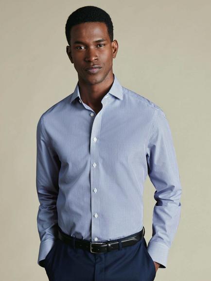 Charles Tyrwhitt Non-Iron Poplin Shirt, Navy, Navy