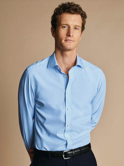Charles Tyrwhitt Non Iron Poplin Shirt, Sky Blue - view 2, Sky Blue