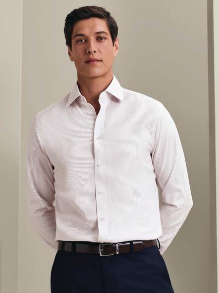 Charles Tyrwhitt Slim Fit Stripe Cotton Shirt, Burgundy, Burgundy