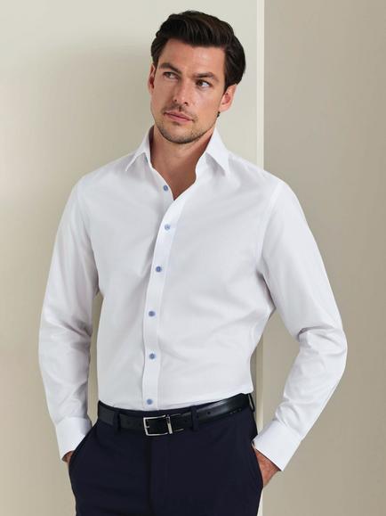 Charles Tyrwhitt Non-Iron Cotton Twill Weave Slim Fit Shirt, White, White