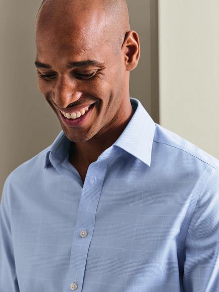 Charles Tyrwhitt Slim Fit Check Cotton Shirt, Sky/White - view 2, Sky/White