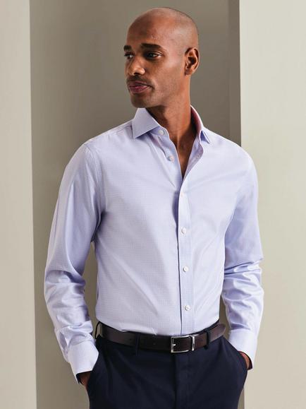 Charles Tyrwhitt Slim Fit Check Cotton Shirt, Cornflower Blue, Cornflower Blue