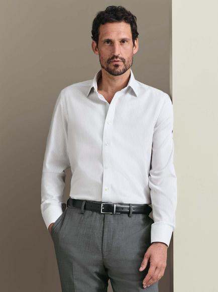 Charles Tyrwhitt Slim Fit Stripe Cotton Shirt, Silver Grey, Silver Grey