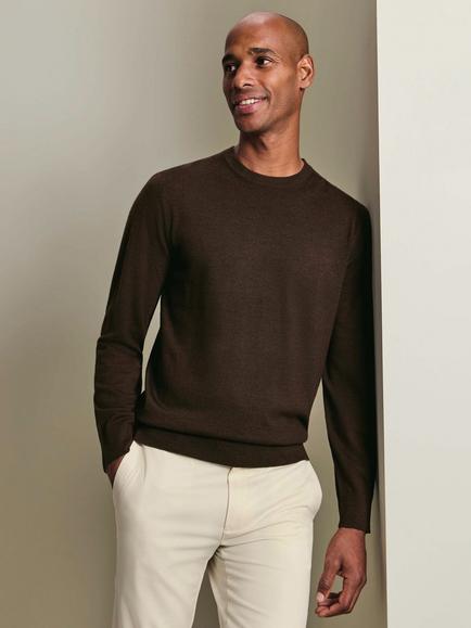 Charles Tyrwhitt Crew Neck Merino Wool Jumper, Chocolate Brown, Chocolate Brown