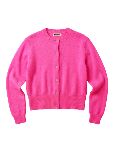 COLORUSH Cruizer Cashmere Crew Neck Easy Cardigan - view 2, Pink