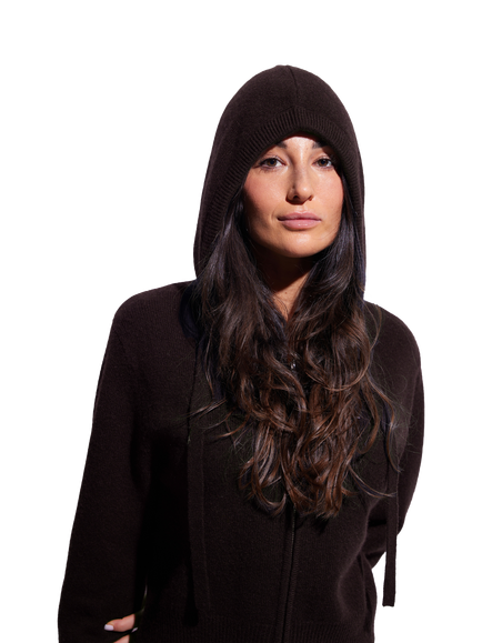 COLORUSH Patagonia Peak Cashmere Hoodie, Dark Brown - view 2, Dark Brown