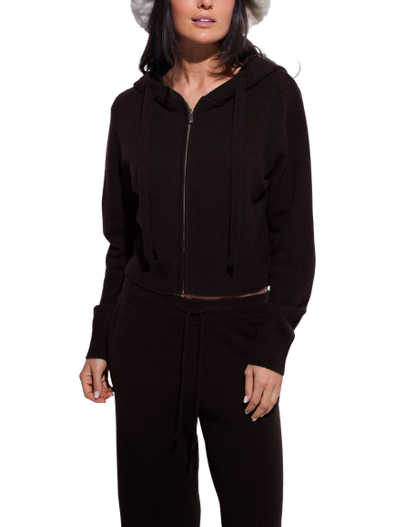 COLORUSH Patagonia Peak Cashmere Hoodie, Dark Brown, Dark Brown