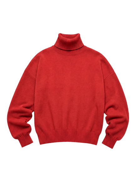 COLORUSH Roll Neck Oversized Cashmere Jumper - view 2, Red