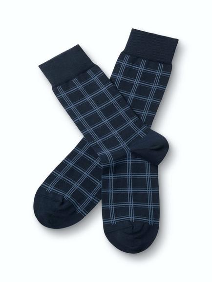 Charles Tyrwhitt Check Cotton Blend Socks, Navy, Navy