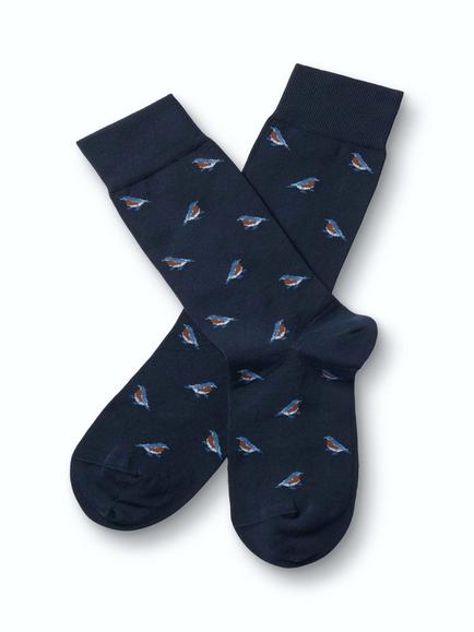 Charles Tyrwhitt Bird Cotton Blend Socks, French Blue, French Blue