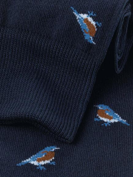 Charles Tyrwhitt Bird Cotton Blend Socks, French Blue - view 2, French Blue