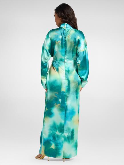 DASKA Isola Abstract Print Knot Dress, Blue/Multi - view 2, Blue/Multi