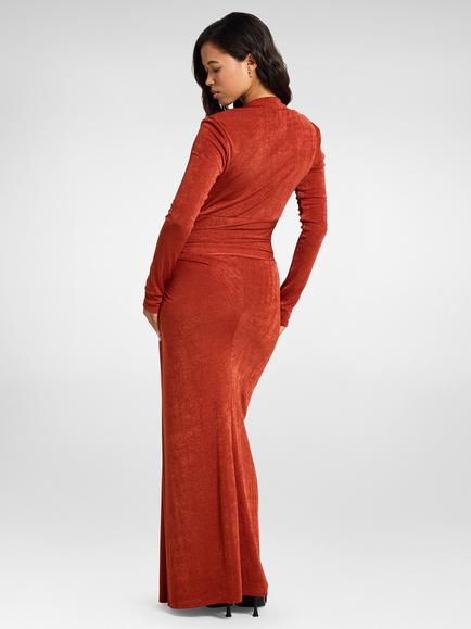 DASKA Athena Ruched Maxi Dress - view 2, Rust