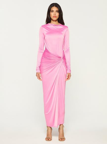DASKA Athena Ruched Maxi Dress, Pink