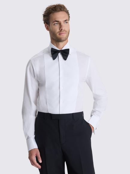 Moss Cotton Tailored Fit Dress Shirt, White, White