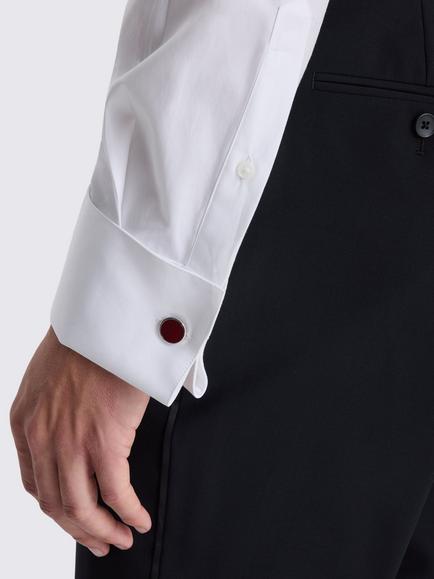 Moss Cotton Tailored Fit Dress Shirt, White - view 2, White