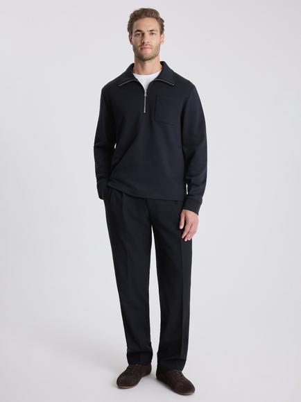 Moss Cotton Quarter Zip Sweatshirt, Black - view 2, Black