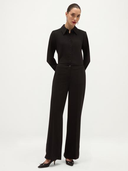 Hobbs Hadley Mid Rise Wide Leg Trousers, Black, Black