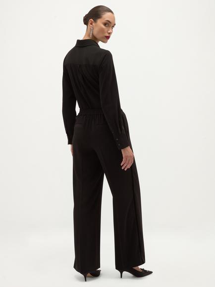 Hobbs Hadley Mid Rise Wide Leg Trousers, Black - view 2, Black