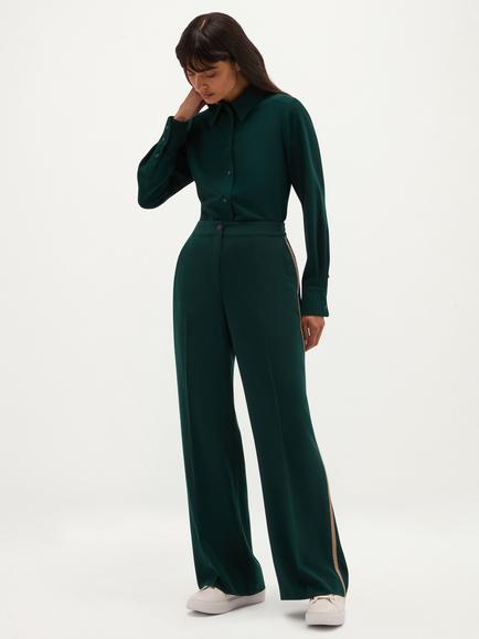 Hobbs Hadley Side Stripe Wide Leg Trousers, Green, Green
