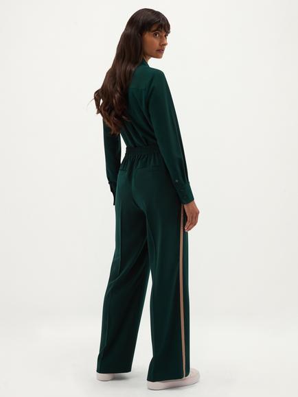 Hobbs Hadley Side Stripe Wide Leg Trousers, Green - view 2, Green
