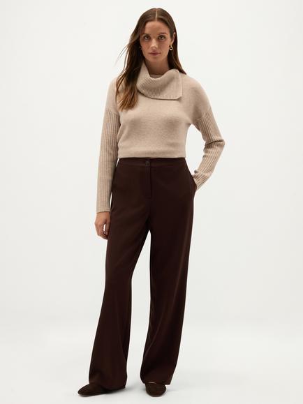 Hobbs Martine Wide Leg Trousers, Brown, Brown