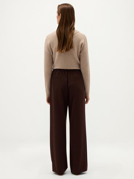Hobbs Martine Wide Leg Trousers, Brown - view 2, Brown
