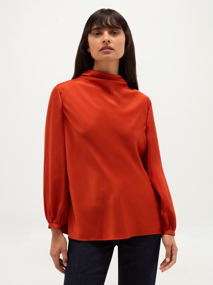 Hobbs Lulworth Cowl Neck Blouse, Orange, Orange