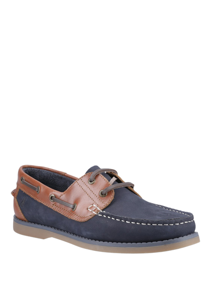 Hush Puppies Wilson Boat Shoes, Navy/Tan - view 2, Navy/Tan
