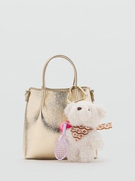 Mango Kids' Mini Charm Crossbody Tote Bag, Gold, Gold