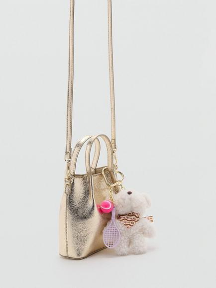 Mango Kids' Mini Charm Crossbody Tote Bag, Gold - view 2, Gold