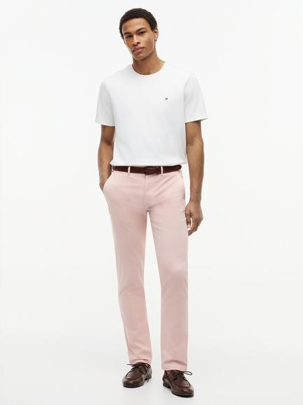 Tommy Hilfiger Straight Leg Stretch Cotton Twill Chino Trousers, Pink Light - view 2, Pink Light