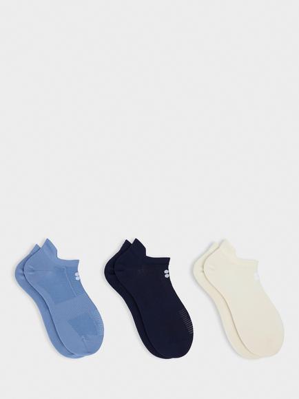 Sweaty Betty Lightweight Trainer Socks, Pack of 3 Pairs, Faded Blue/French Navy/Cream