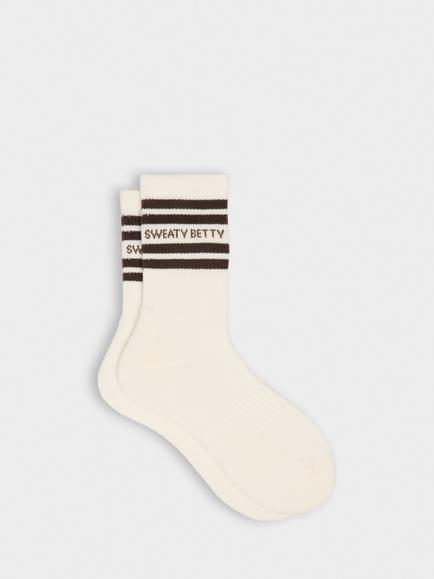Sweaty Betty Varsity Slogan Socks, Espresso Brown