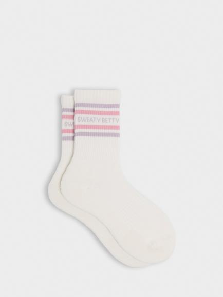 Sweaty Betty Varsity Slogan Socks, Mauve Purple/Deco Pink