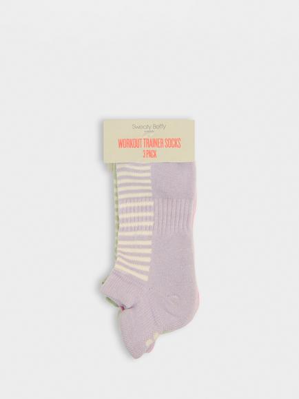 Sweaty Betty Workout Trainer Socks, Pack of 3, Mauve Purple - view 2, Mauve Purple