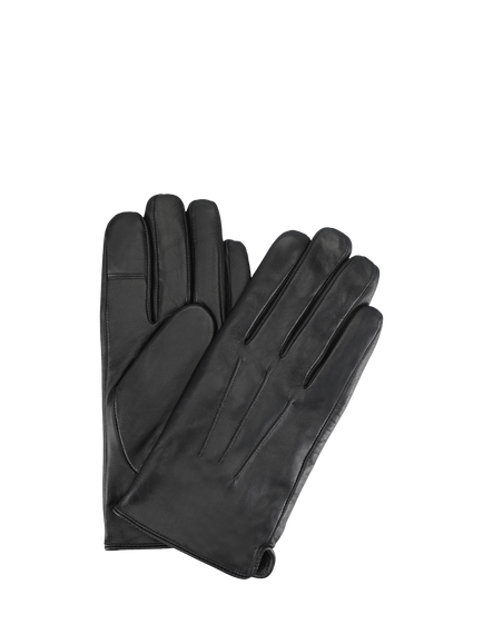 totes Isotoner 3 Point Leather SmarTouch Gloves, Black, Black
