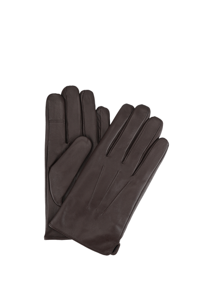 totes Isotoner 3 Point Leather SmarTouch Gloves, Chocolate