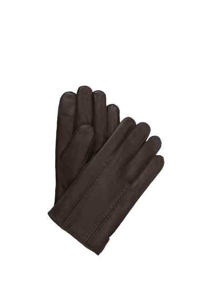 totes Isotoner Men's Premium Leather Smartouch Gloves, Chocolate