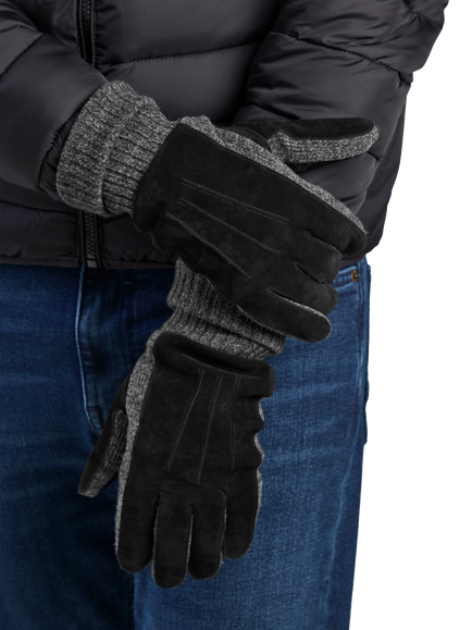 totes Isotoner Men's Suede & Knitted Smartouch Gloves, Black - view 2, Black